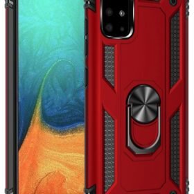 Samsung Galaxy A71 Kılıf Sofya Yüzüklü Silikon Kapak - Kırmızı-(5796)