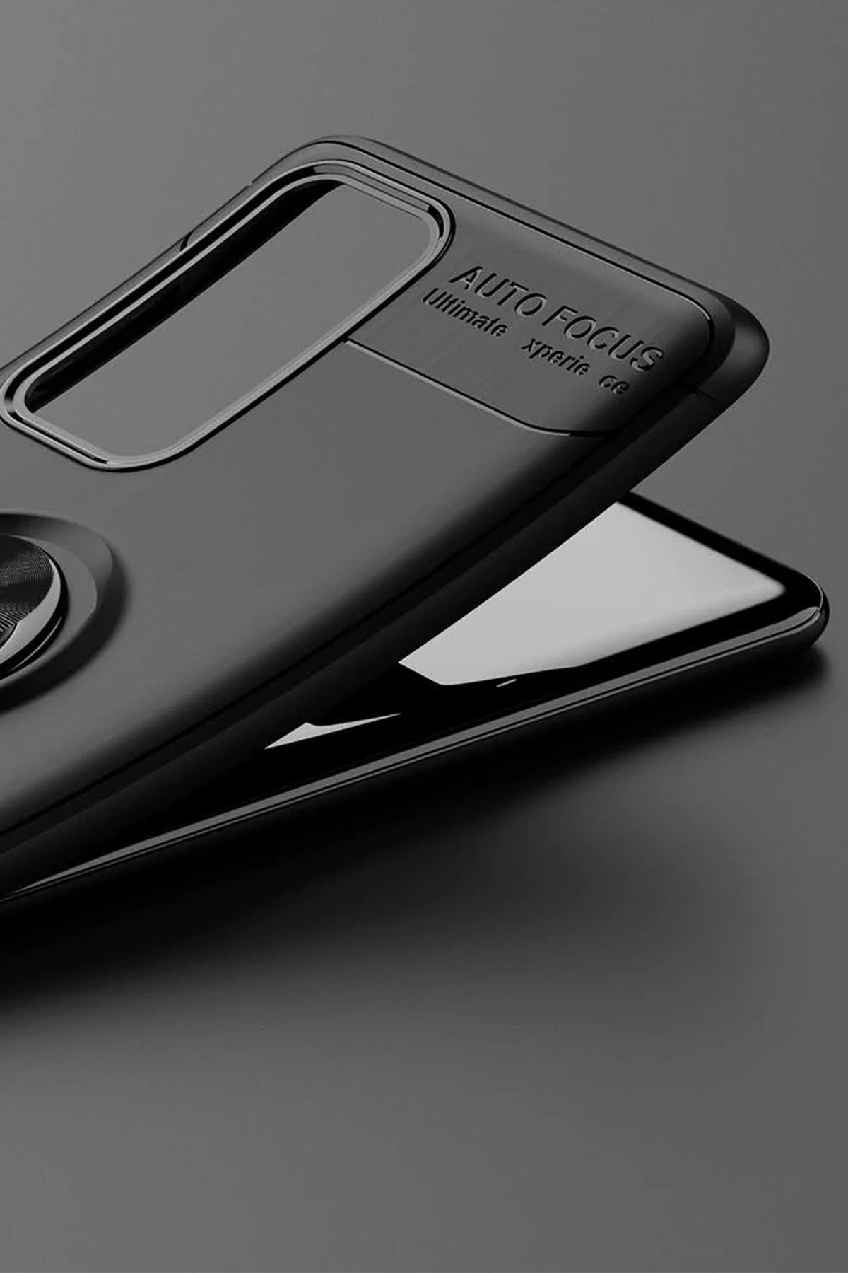 Huawei P40 Kılıf Range Yüzüklü Silikon - Siyah-Kırmızı-(5796) - Görsel 4