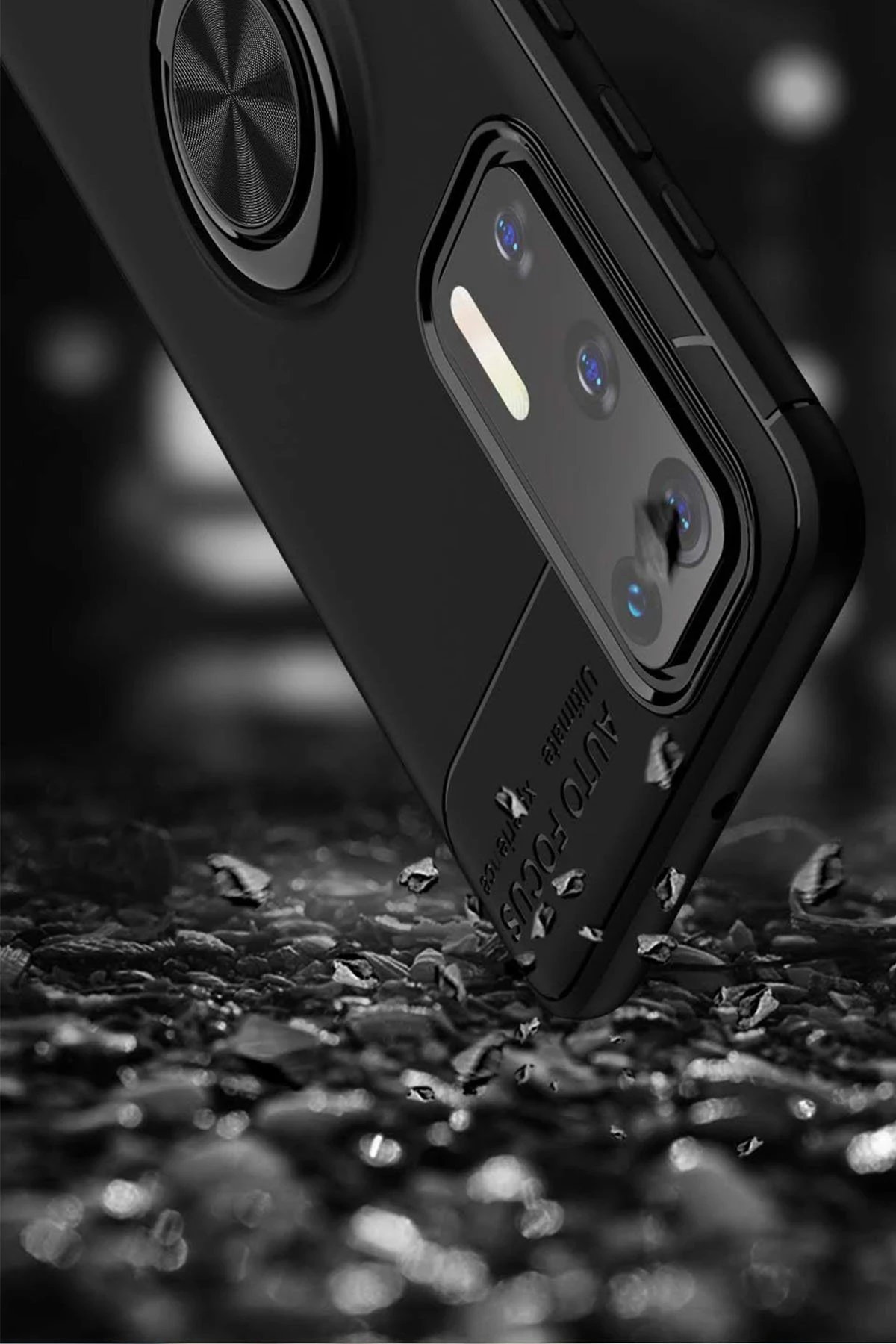 Huawei P40 Kılıf Range Yüzüklü Silikon - Siyah-Kırmızı-(5796) - Görsel 5