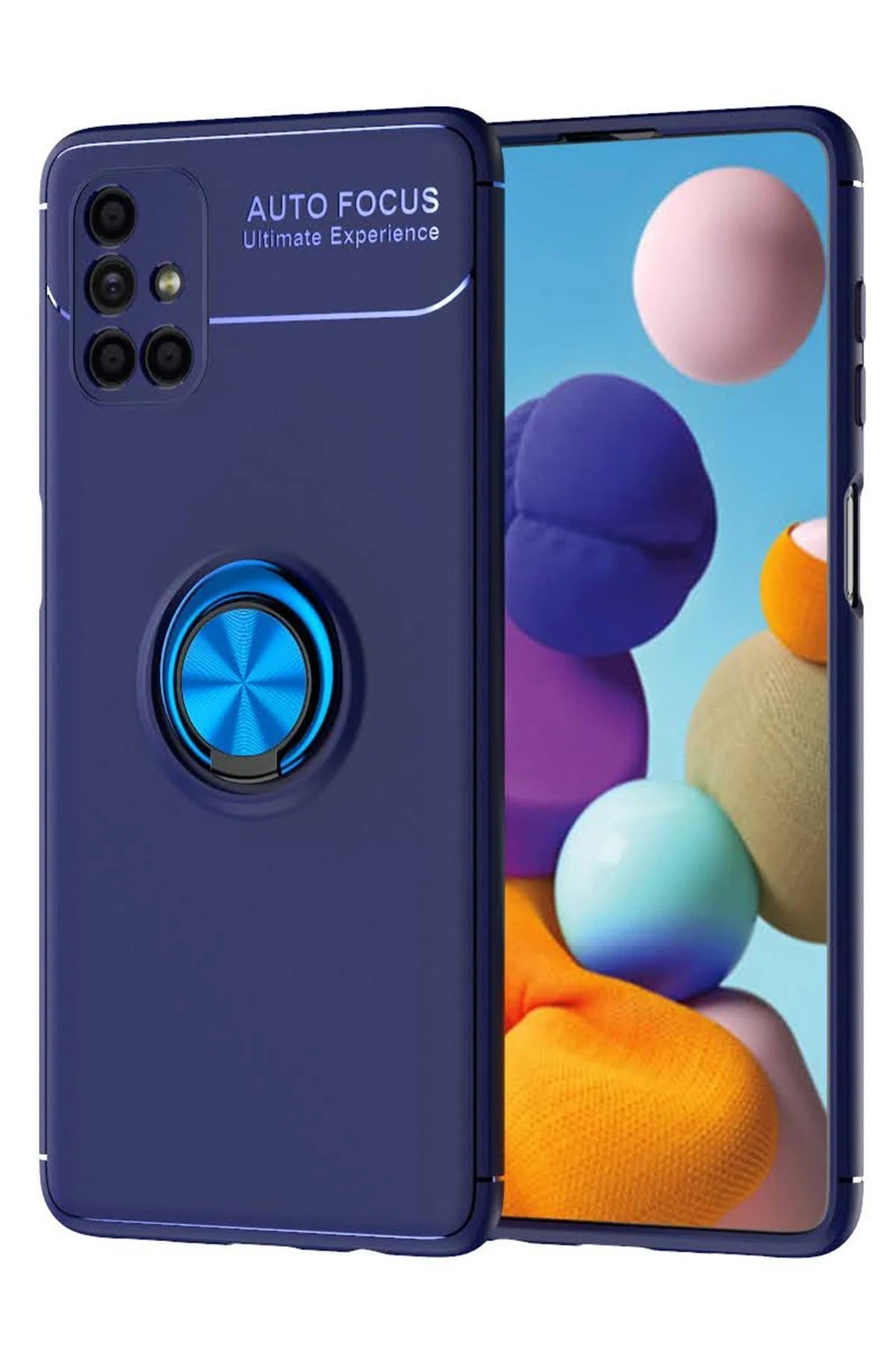 Samsung Galaxy M51 Kılıf Range Yüzüklü Silikon - Mavi-(5796)