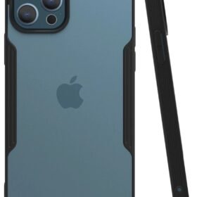 iPhone 12 Pro Max Kılıf Platin Silikon - Siyah-(5796)