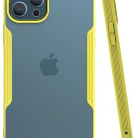 iPhone 12 Pro Max Kılıf Platin Silikon - Sarı-(5796)