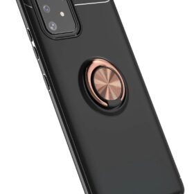 Samsung Galaxy A91 / S10 Lite Kılıf Range Yüzüklü Silikon - Siyah-Gold-(5796)