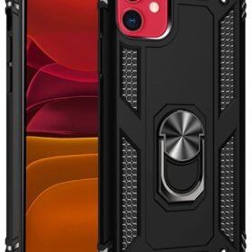 iPhone 11 Kılıf Sofya Yüzüklü Silikon Kapak - Siyah-(5796)