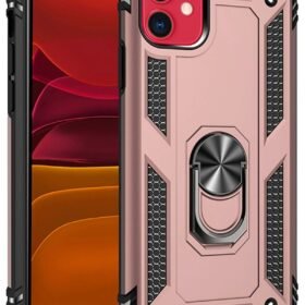 iPhone 11 Kılıf Sofya Yüzüklü Silikon Kapak - Rose-(5796)