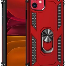 iPhone 11 Kılıf Sofya Yüzüklü Silikon Kapak - Kırmızı-(5796)