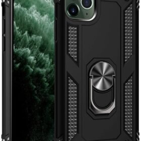 iPhone 11 Pro Kılıf Sofya Yüzüklü Silikon Kapak - Siyah-(5796)