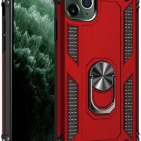 iPhone 11 Pro Kılıf Sofya Yüzüklü Silikon Kapak - Kırmızı-(5796)