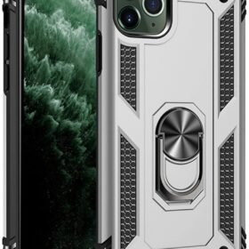 iPhone 11 Pro Max Kılıf Sofya Yüzüklü Silikon Kapak - Gümüş-(5796)