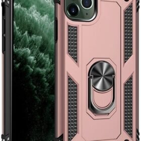 iPhone 11 Pro Max Kılıf Sofya Yüzüklü Silikon Kapak - Rose-(5796)