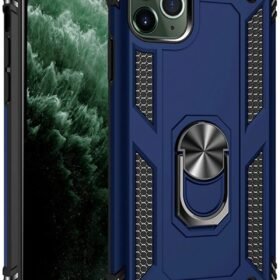 iPhone 11 Pro Max Kılıf Sofya Yüzüklü Silikon Kapak - Lacivert-(5796)