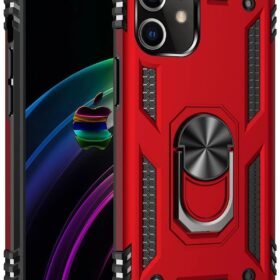 iPhone 12 Mini Kılıf Sofya Yüzüklü Silikon Kapak - Kırmızı-(5796)