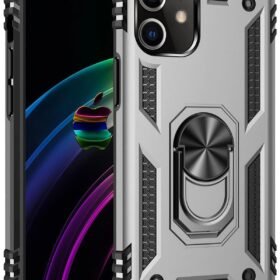 iPhone 12 Kılıf Sofya Yüzüklü Silikon Kapak - Gümüş-(5796)