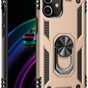 iPhone 12 Kılıf Sofya Yüzüklü Silikon Kapak - Gold-(5796)