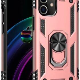 iPhone 12 Kılıf Sofya Yüzüklü Silikon Kapak - Rose-(5796)