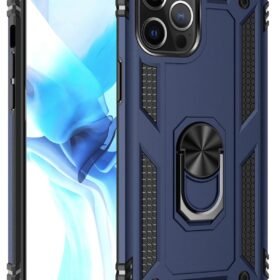 iPhone 12 Pro Max Kılıf Sofya Yüzüklü Silikon Kapak - Lacivert-(5796)