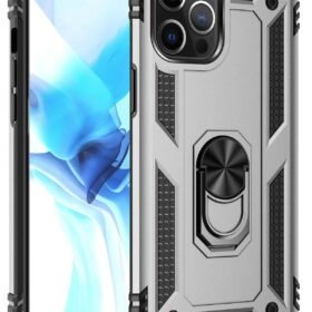 iPhone 12 Pro Max Kılıf Sofya Yüzüklü Silikon Kapak - Gümüş-(5796)