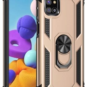 Samsung Galaxy M31S Kılıf Sofya Yüzüklü Silikon Kapak - Gold-(5796)