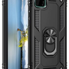 Huawei Y5P Kılıf Sofya Yüzüklü Silikon Kapak - Siyah-(5796)