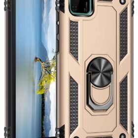 Huawei Y5P Kılıf Sofya Yüzüklü Silikon Kapak - Gold-(5796)