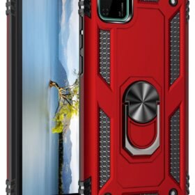 Huawei Y5P Kılıf Sofya Yüzüklü Silikon Kapak - Kırmızı-(5796)