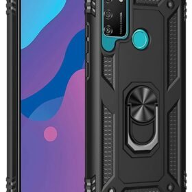 Huawei Y6P Kılıf Sofya Yüzüklü Silikon Kapak - Siyah-(5796)