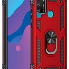 Huawei Y6P Kılıf Sofya Yüzüklü Silikon Kapak - Kırmızı-(5796)