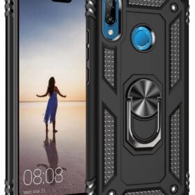 Huawei P20 Lite Kılıf Sofya Yüzüklü Silikon Kapak - Siyah-(5796)