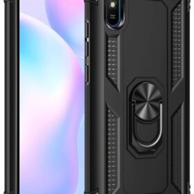 Xiaomi Redmi 9A Kılıf Sofya Yüzüklü Silikon Kapak - Siyah-(5796)