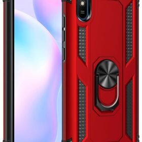 Xiaomi Redmi 9A Kılıf Sofya Yüzüklü Silikon Kapak - Kırmızı-(5796)