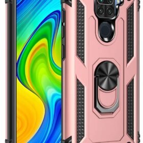 Xiaomi Redmi Note 9 Kılıf Sofya Yüzüklü Silikon Kapak - Rose-(5796)