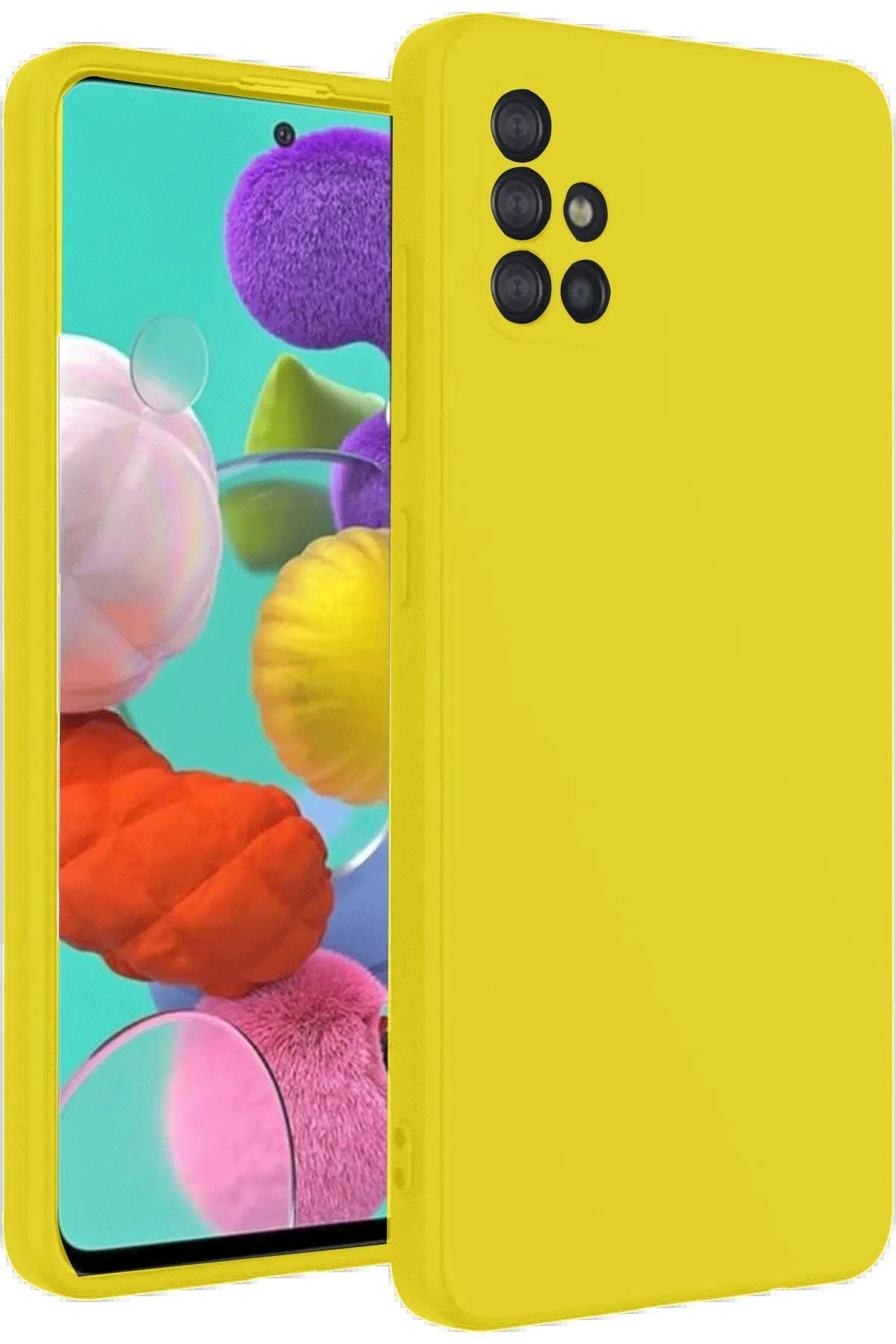 Samsung Galaxy A31 Kılıf Nano içi Kadife Silikon - Sarı-(5796)