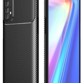 Realme 7 Kılıf Auto Focus Karbon Kapak - Siyah-(5796)