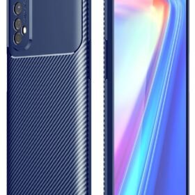 Realme 7 Kılıf Auto Focus Karbon Kapak - Lacivert-(5796)