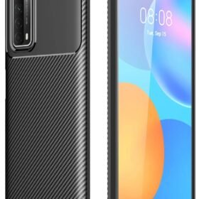 Huawei P Smart 2021 Kılıf Auto Focus Karbon Kapak - Siyah-(5796)