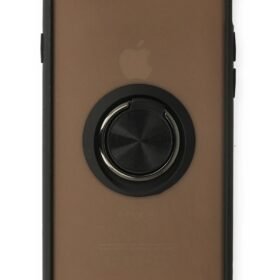 iPhone 6 Kılıf Montreal Yüzüklü Silikon Kapak - Siyah-(5796)
