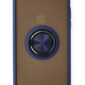 iPhone 6 Kılıf Montreal Yüzüklü Silikon Kapak - Lacivert-(5796)