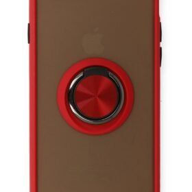 iPhone 6 Kılıf Montreal Yüzüklü Silikon Kapak - Kırmızı-(5796)