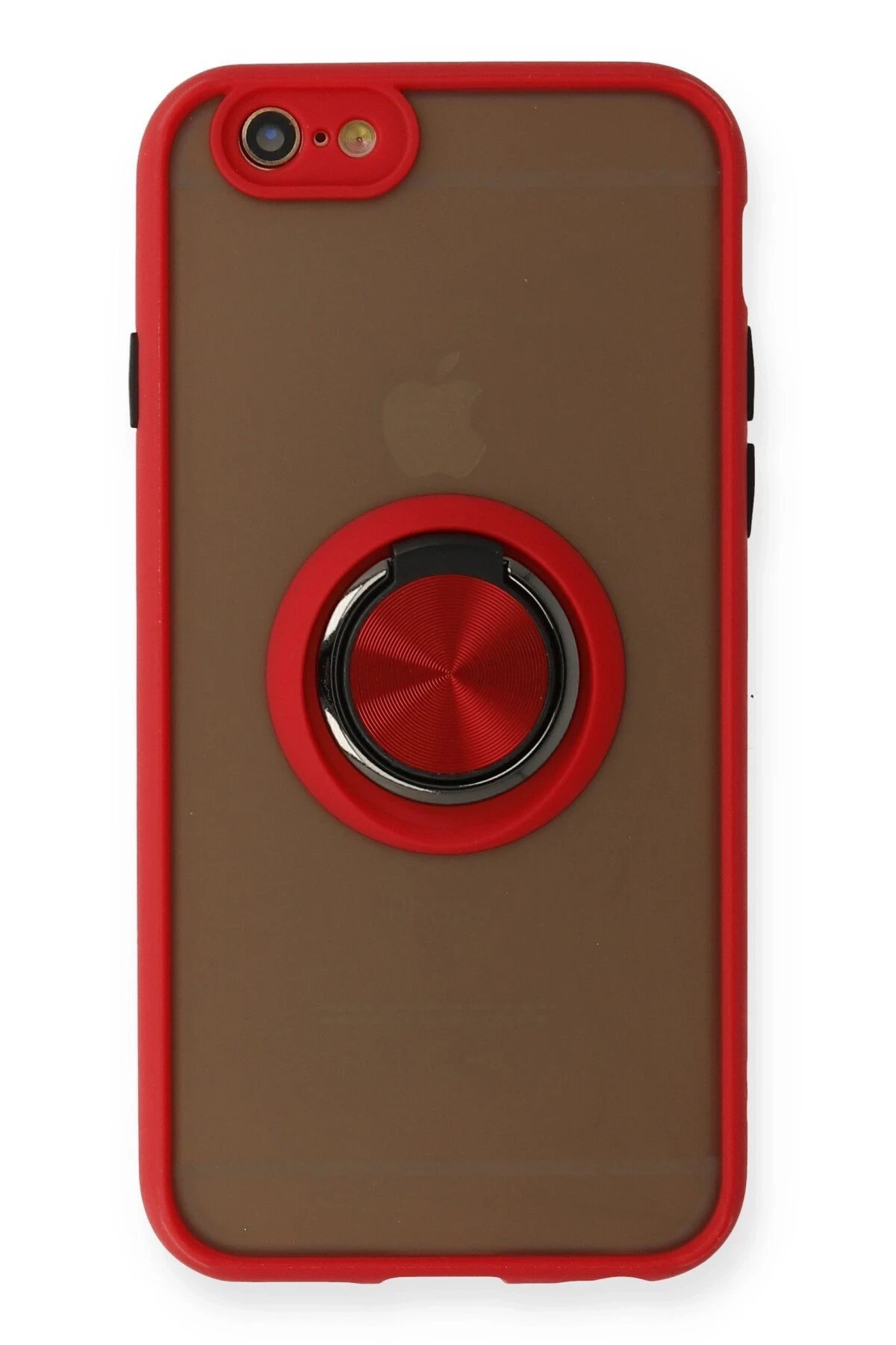 iPhone 6 Kılıf Montreal Yüzüklü Silikon Kapak - Kırmızı-(5796)