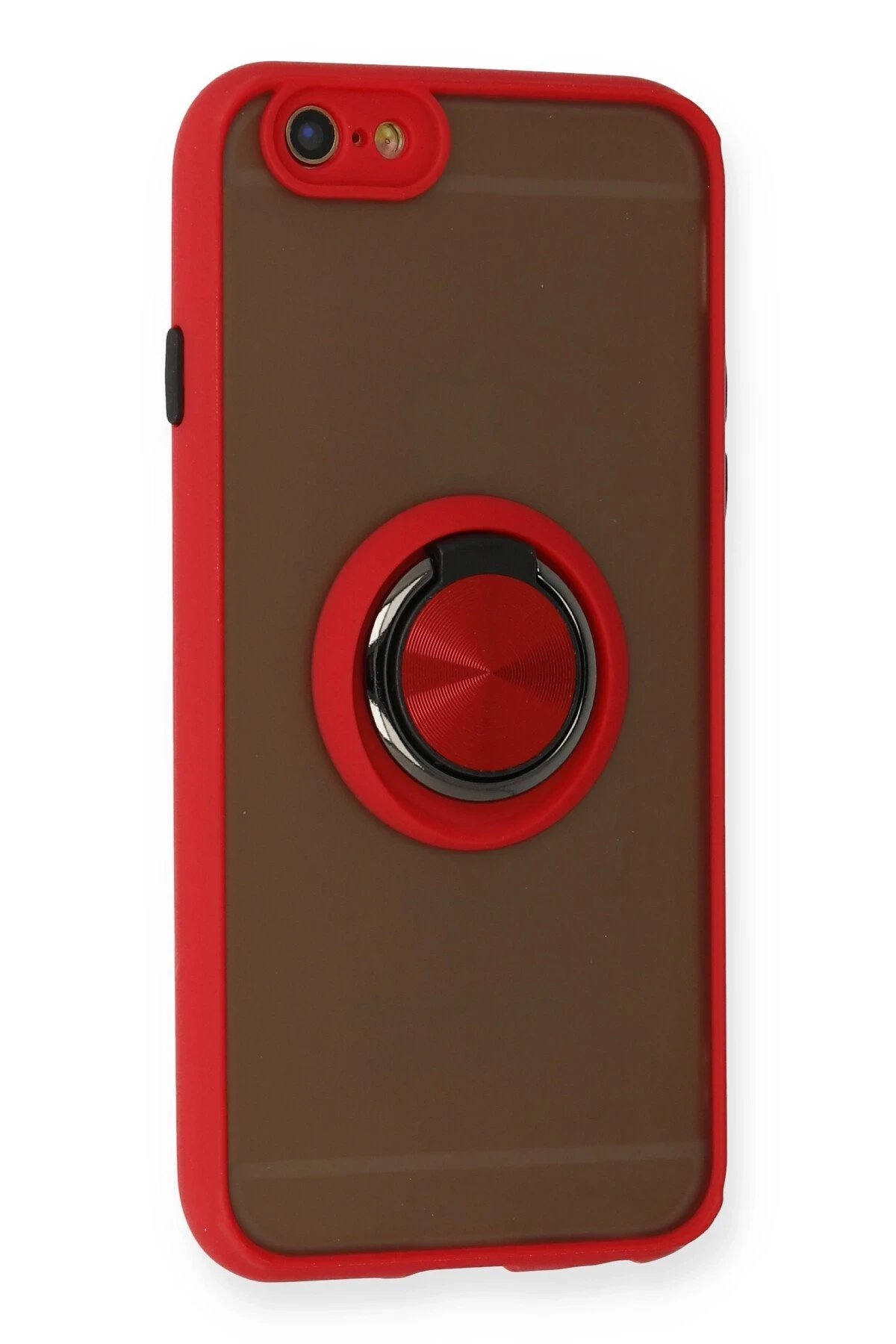 iPhone 6 Kılıf Montreal Yüzüklü Silikon Kapak - Kırmızı-(5796) - Görsel 2