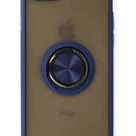 iPhone 7 Kılıf Montreal Yüzüklü Silikon Kapak - Lacivert-(5796)