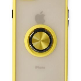 iPhone 7 Kılıf Montreal Yüzüklü Silikon Kapak - Sarı-(5796)