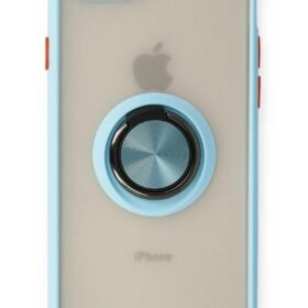 iPhone 7 Kılıf Montreal Yüzüklü Silikon Kapak - Buz Mavi-(5796)