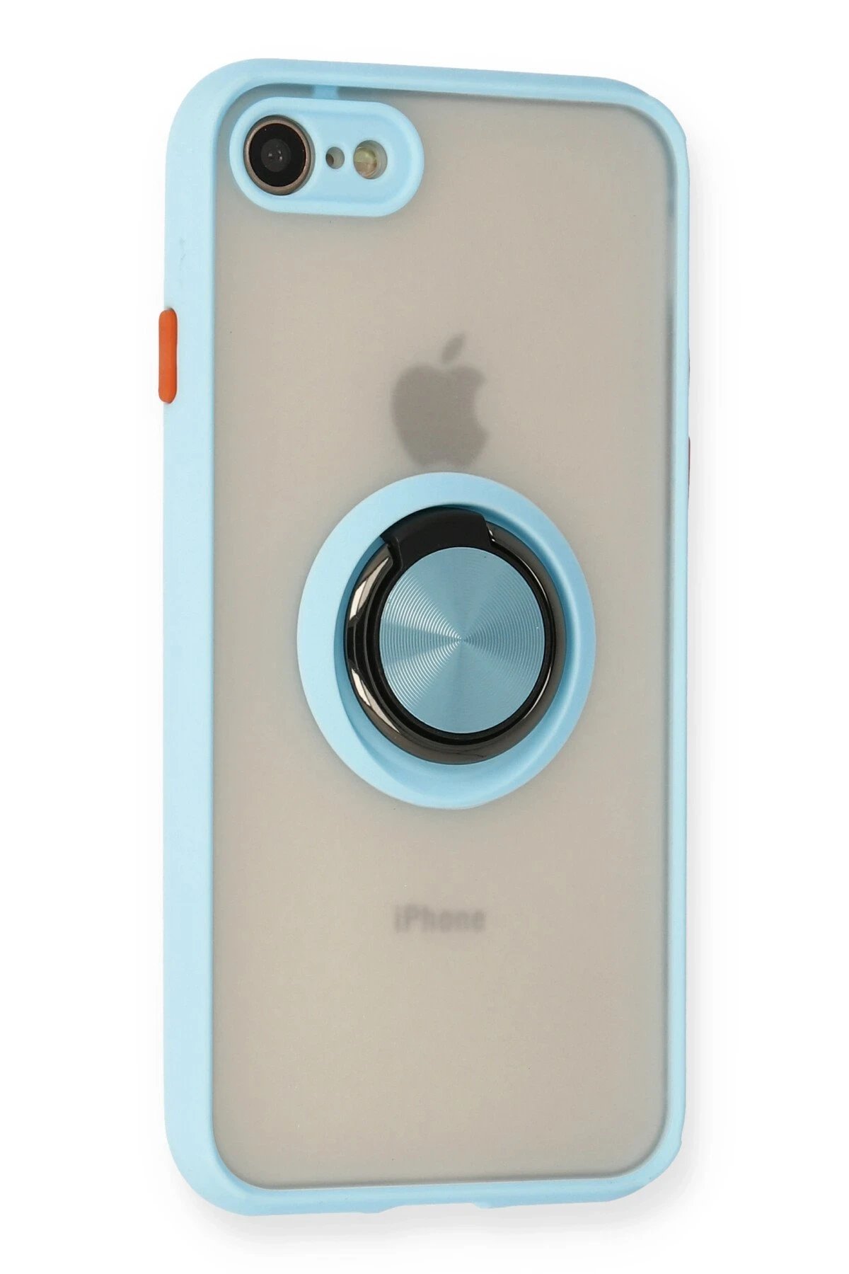 iPhone 7 Kılıf Montreal Yüzüklü Silikon Kapak - Buz Mavi-(5796) - Görsel 2