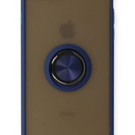 iPhone 7 Plus Kılıf Montreal Yüzüklü Silikon Kapak - Lacivert-(5796)