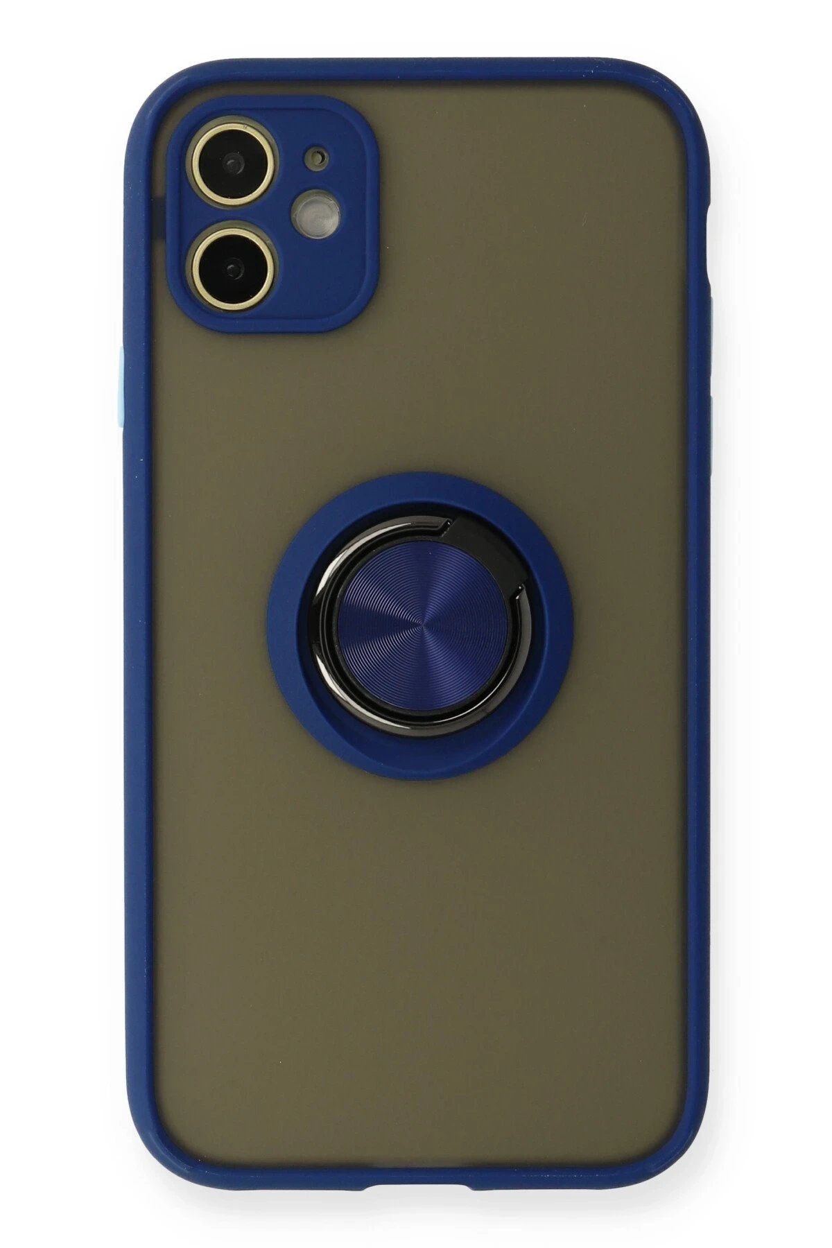 iPhone 11 Kılıf Montreal Yüzüklü Silikon Kapak - Lacivert-(5796)