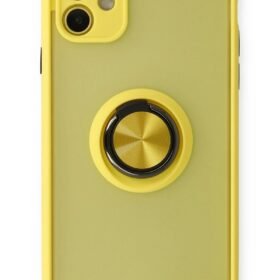 iPhone 11 Kılıf Montreal Yüzüklü Silikon Kapak - Sarı-(5796)