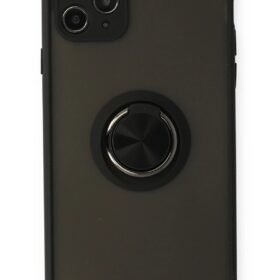 iPhone 11 Pro Kılıf Montreal Yüzüklü Silikon Kapak - Siyah-(5796)