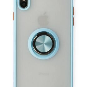 iPhone X Kılıf Montreal Yüzüklü Silikon Kapak - Buz Mavi-(5796)