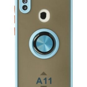 Samsung Galaxy A11 Kılıf Montreal Yüzüklü Silikon Kapak - Buz Mavi-(5796)